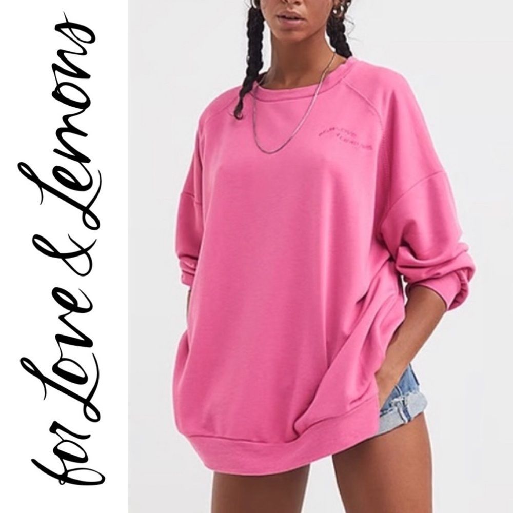 For Love & Lemons Lightweight Alex Sweatshirt Pink Xs Leisure Oversized Slouchy